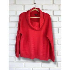 Apt 9 Women's XL Red-Orange Cowlneck Tunic Sweater Hygge Casual Chic Minimalist